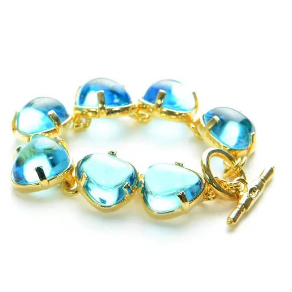 Kenneth Jay Lane KJL Gold-tone Blue Lucite Toggle Bracelet